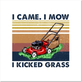Lawn Mower I Came I Mow I Kicked Grass Vintage Shirt Posters and Art